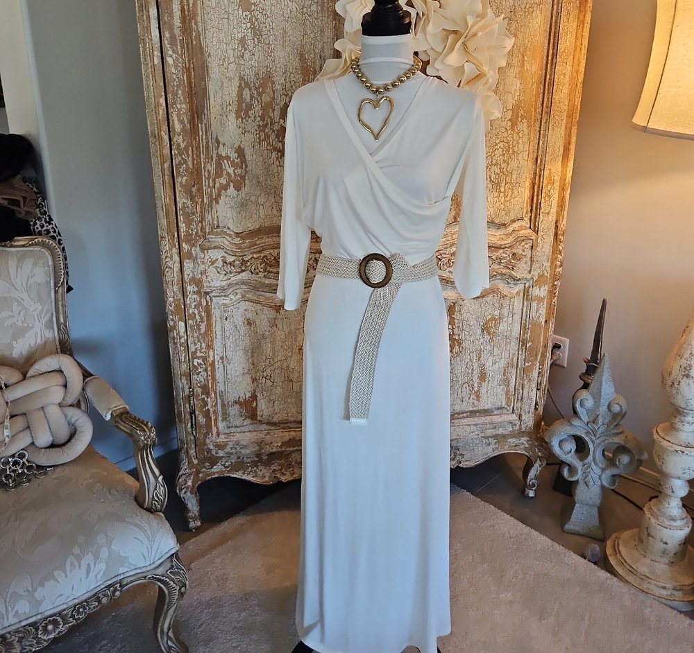 Doublju Cream Wrap Maxi Dress Fits 14/16